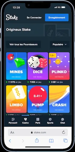 Jeux de casino Stake avec machines à sous, live casino, jeux télévisés et exclusivités