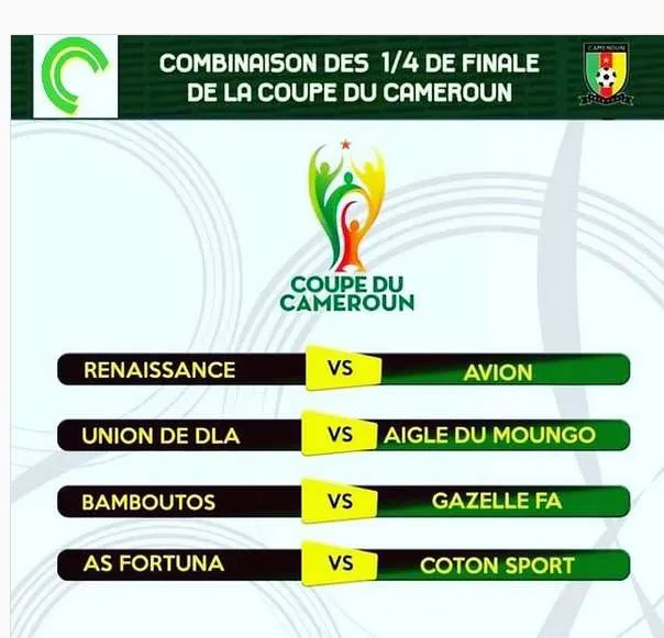 Les affiches des 1/4 de finale de la Coupe du Cameroun