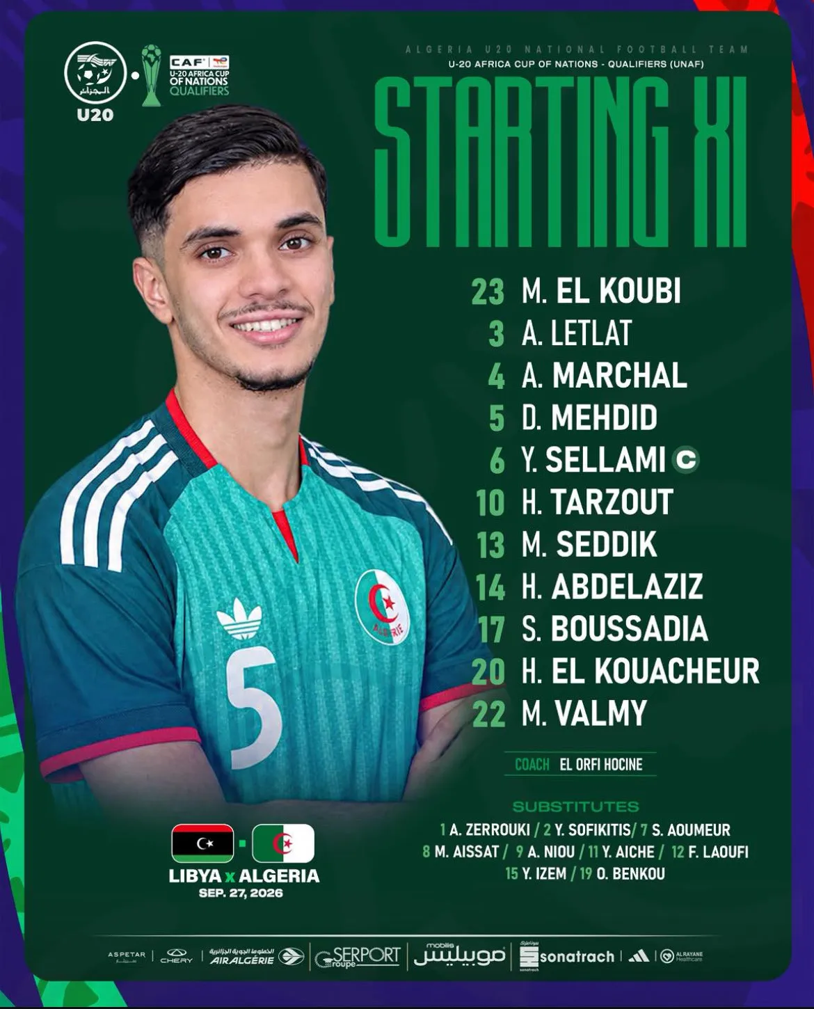 Compo Alg&eacute;rie contre Libye UNAF U20