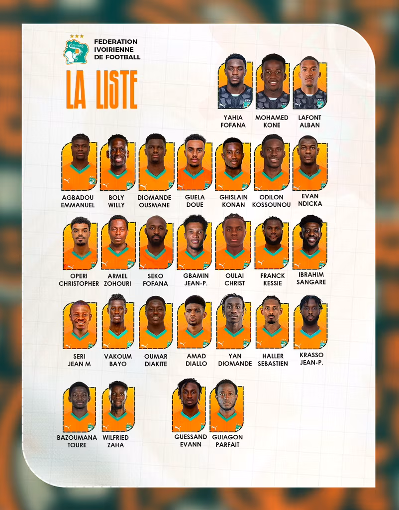 Liste Cote Ivoire El&eacute;phants CAN
