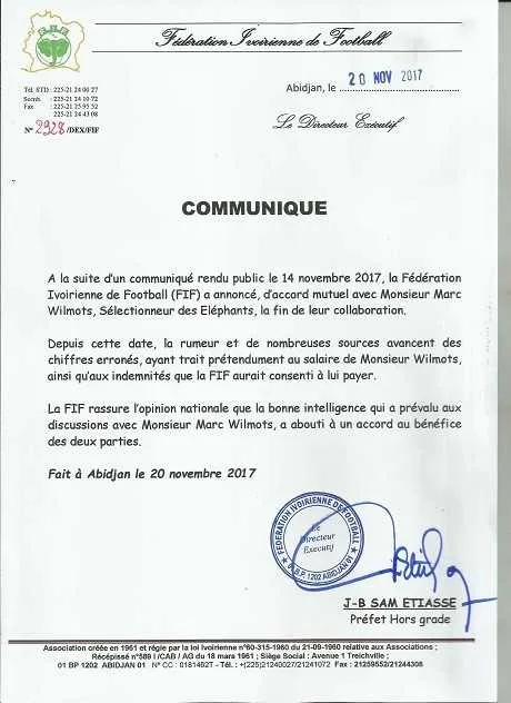 C&ocirc;te d&rsquo;Ivoire : Wilmots, la mise au point de la F&eacute;d&eacute;ration