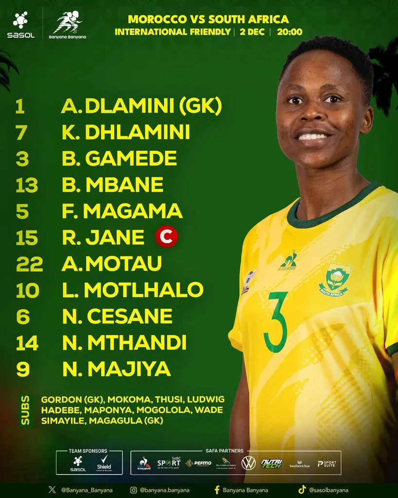 Compo Afrique du Sud contre Maroc féminin