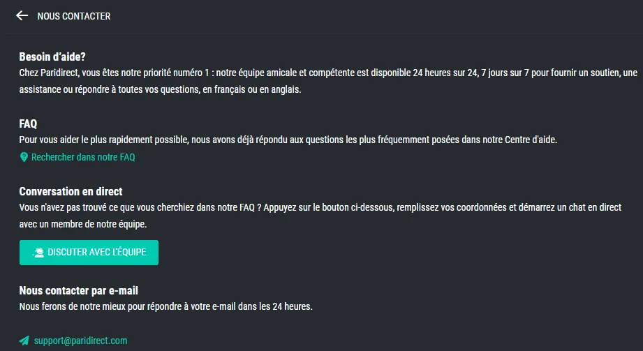service client paridirect