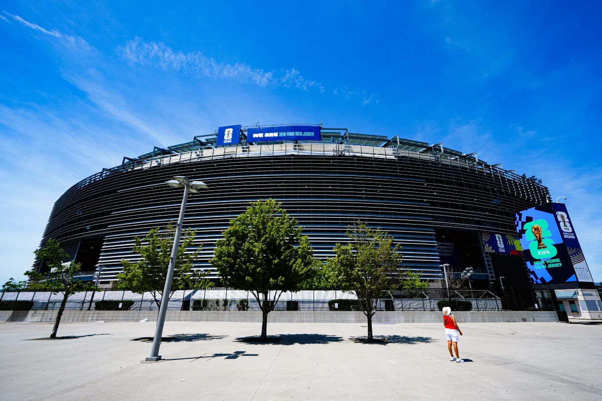 Vue g&eacute;n&eacute;rale du MetLife Stadium &agrave; East Rutherford, dans le New Jersey, qui accueillera la finale de la Coupe du Monde 2026.