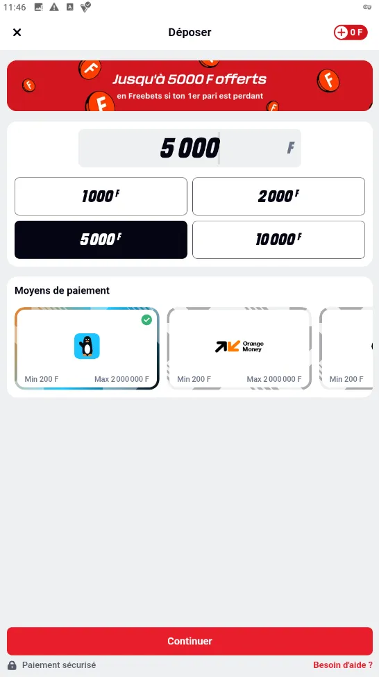Moyen de paiement Betclic : 200 F minimum Wave, Orange Money, MTN, Moov Money