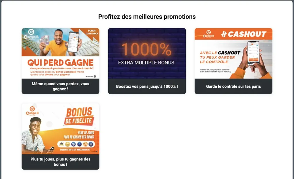 Les promotions sur Congo Bet