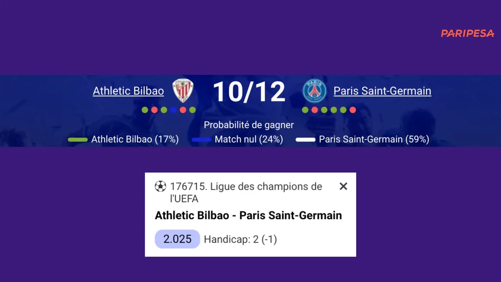Pronostiquez Bilbao-PSG avec le code promo PariPesa