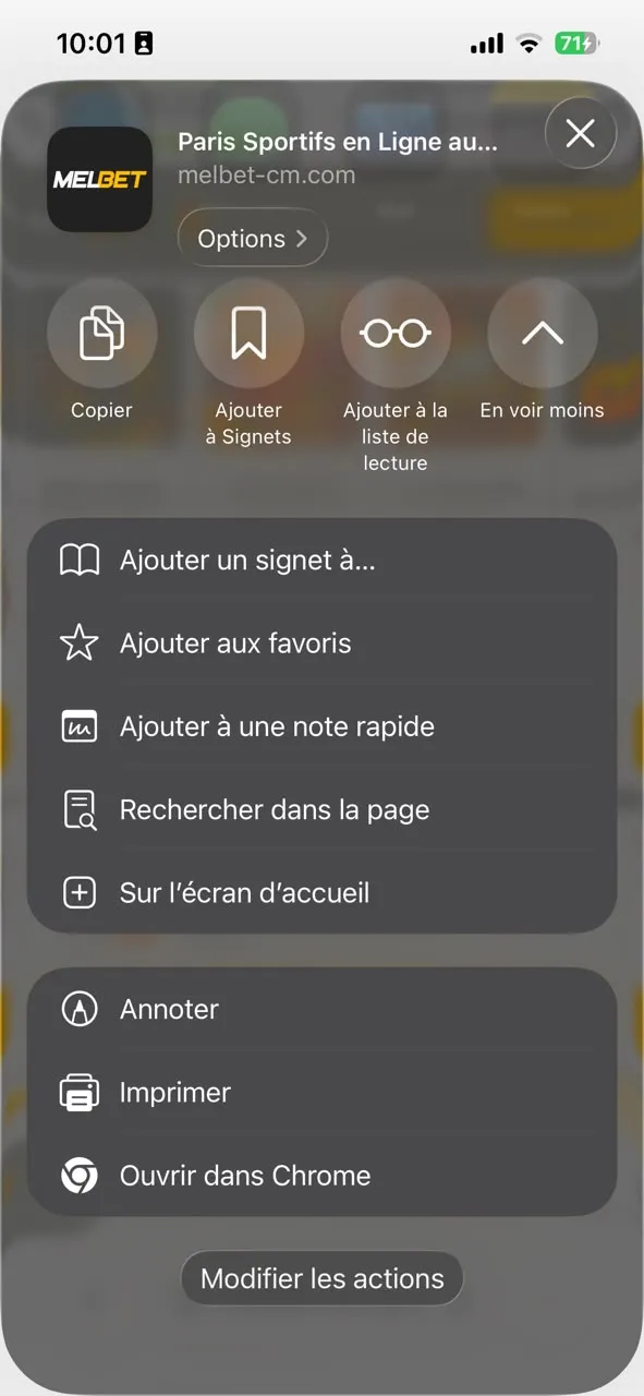 Confirmation raccourci Installation fichier PWA safari 