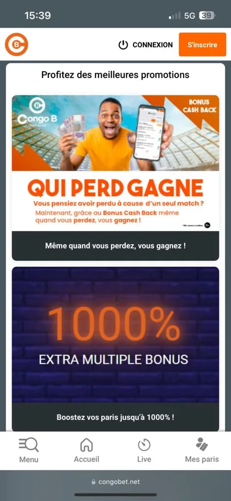 Promo sur l'app Congobet