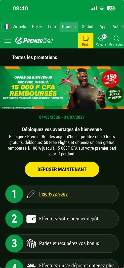 Avis sur le bonus de bienvenue de Premier Bet