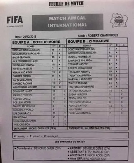 Amical : la Côte d’Ivoire A’ tient en échec le Zimbabwe