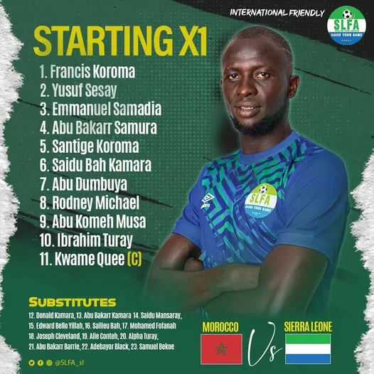 Les compos de Maroc-Sierra Leone