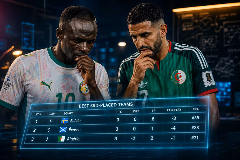 Coupe du monde 2026 : o&ugrave; en sont l&rsquo;Alg&eacute;rie et le S&eacute;n&eacute;gal dans le classement des meilleurs 3es ?