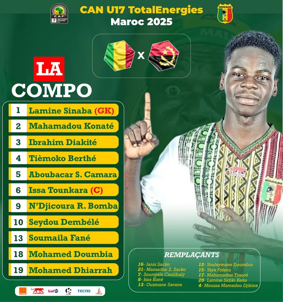 Compo Mali U17 contre Angola U17
