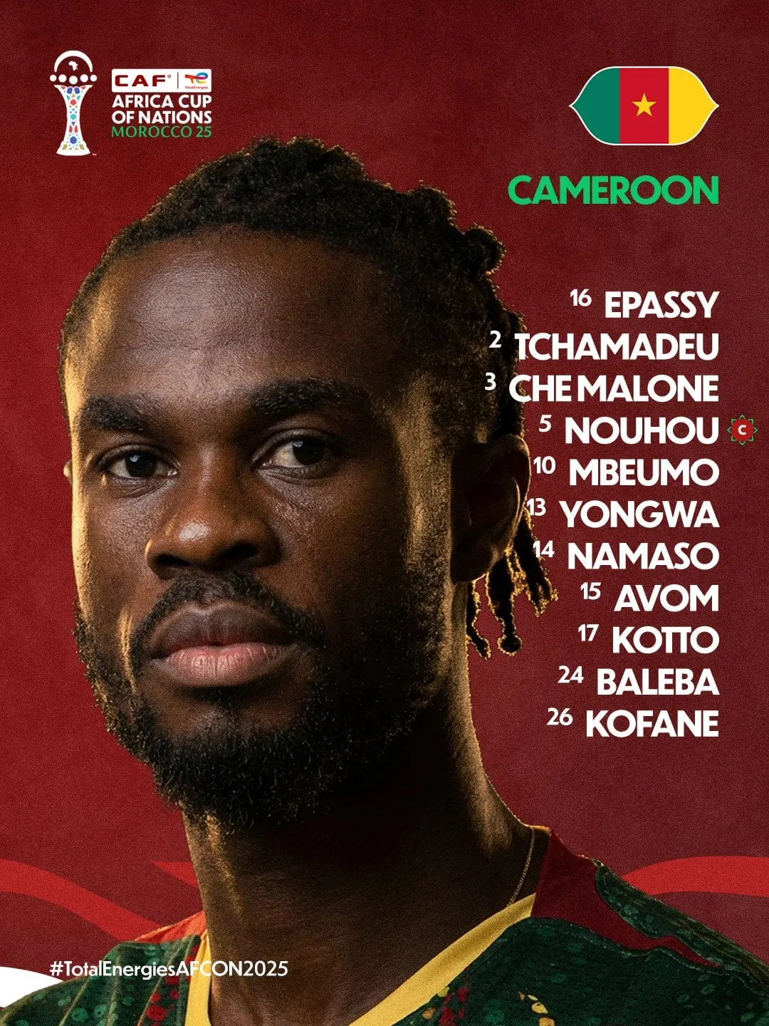 Compo du Cameroun contre Afrique du Sud