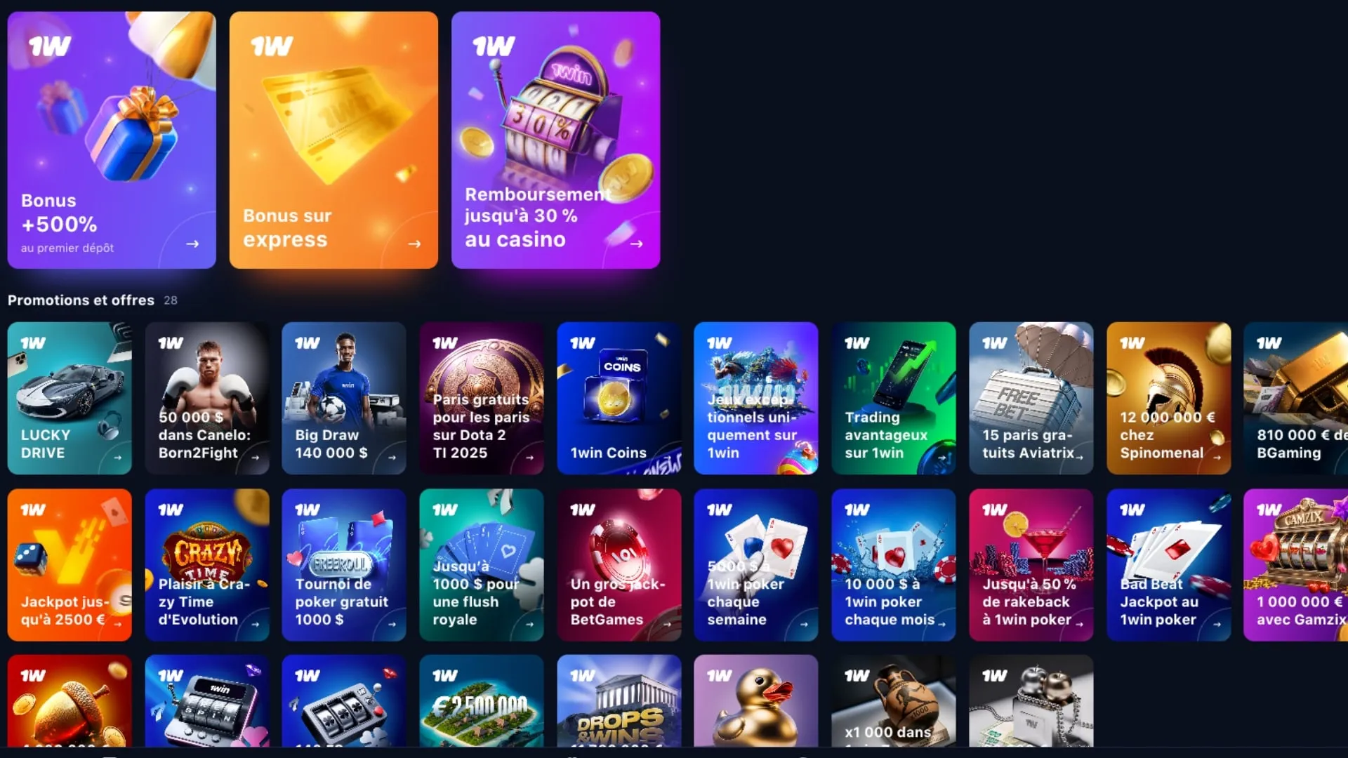 Offres promotionnelles 1win