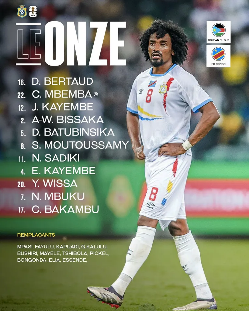 Compo RDC contre Soudan du Sud