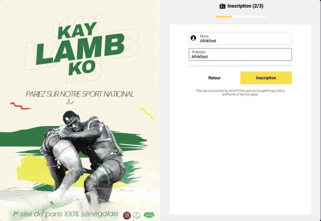 Etape 2 de l'inscription sur Sunubet