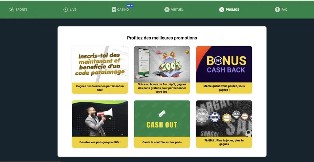 Les promotions sur Sunubet avec le code promo 