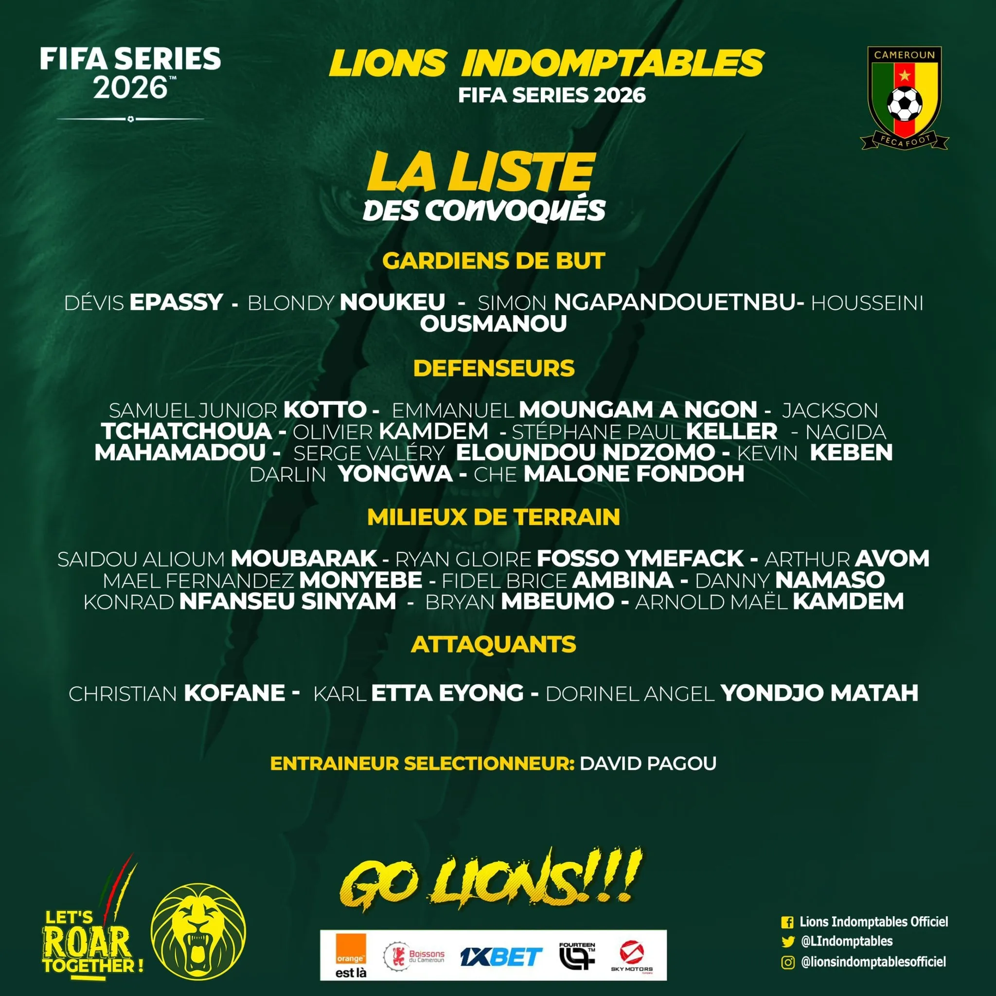 Liste Cameroun FIFA SERIES