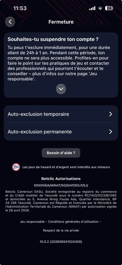 Jeu responsable : Outil d'auto exclusion sur Betclic