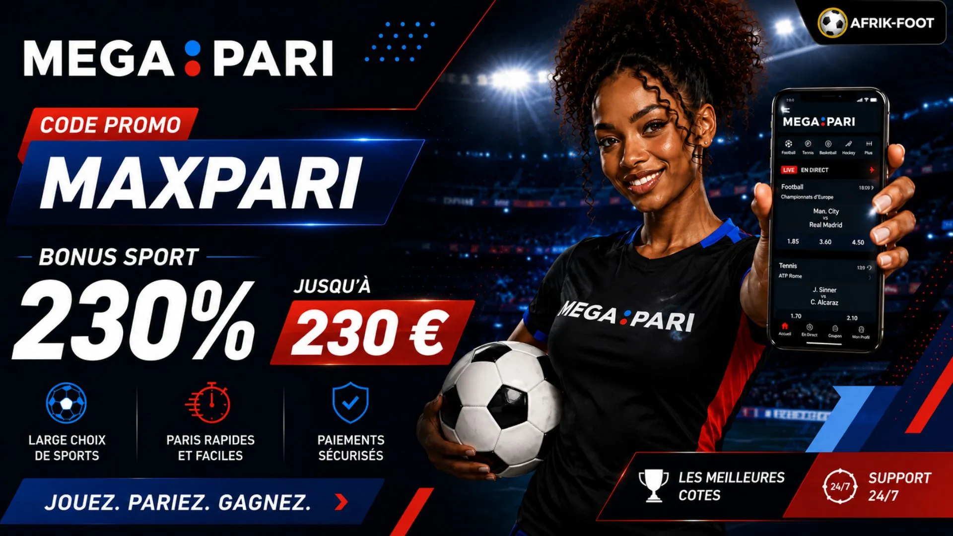 Code promo Megapari MAXPARI bonus bienvenue sport