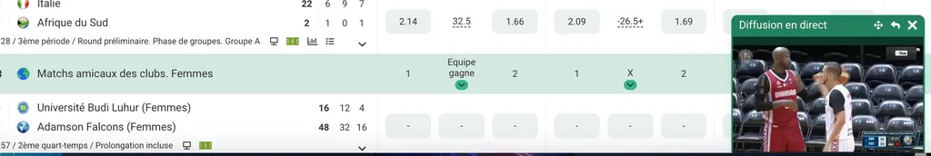 Betwinner et 1xBet ont une Live TV