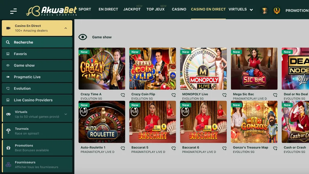 Notre analyse du Live Casino d'Akwabet