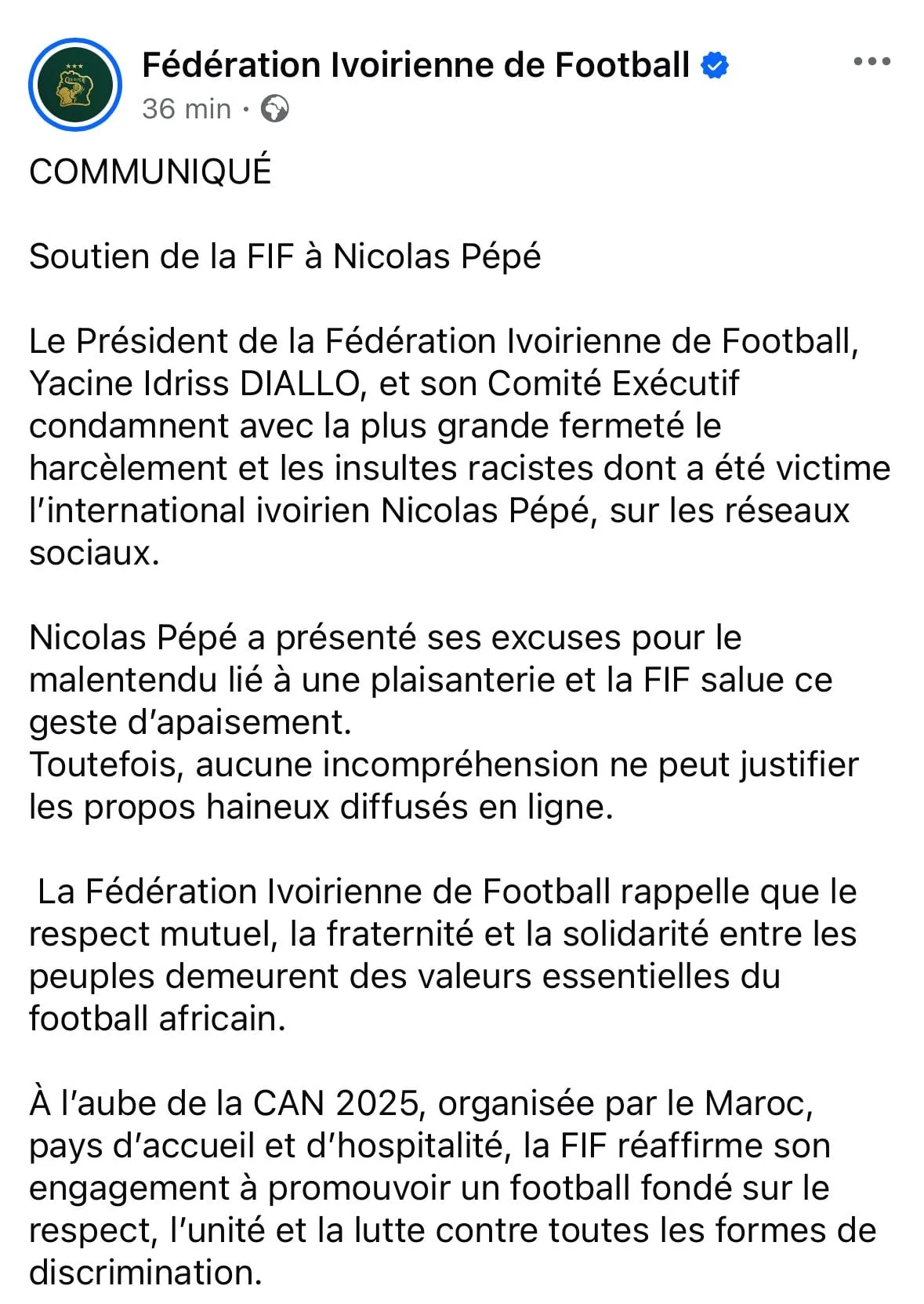 Communiqu&eacute; FIF P&eacute;p&eacute;