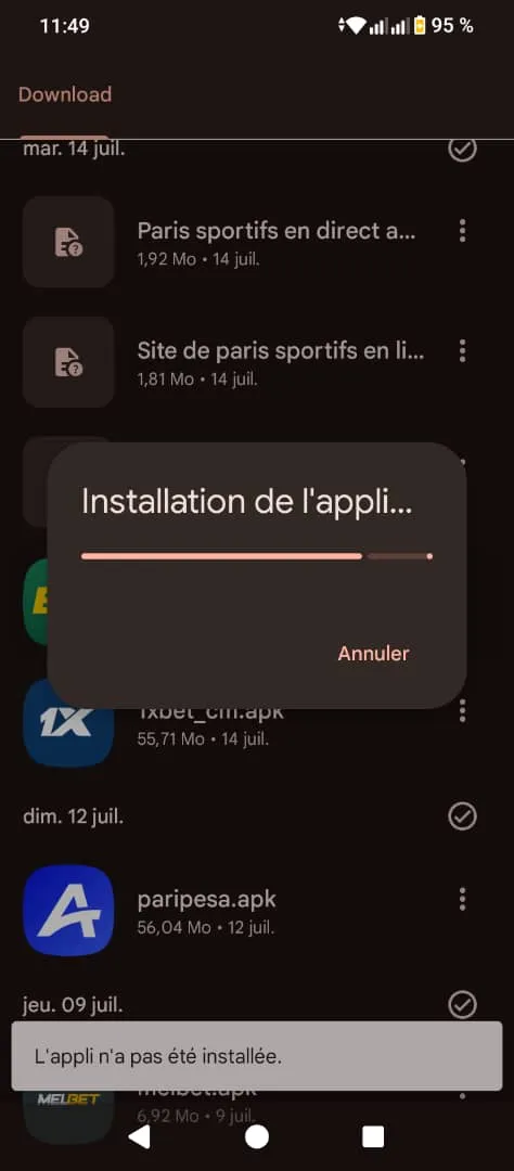 Installation BetWinner APK