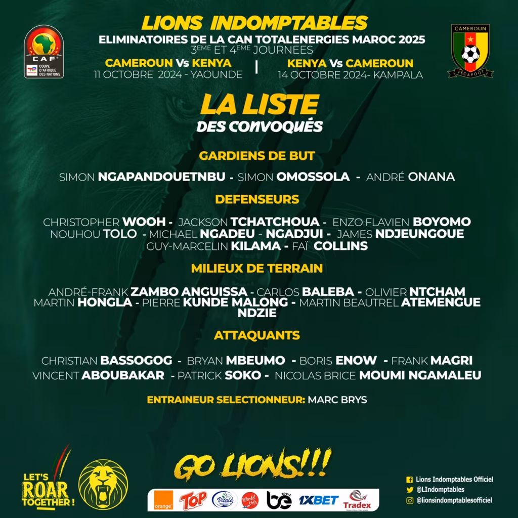 Liste Cameroun Kenya