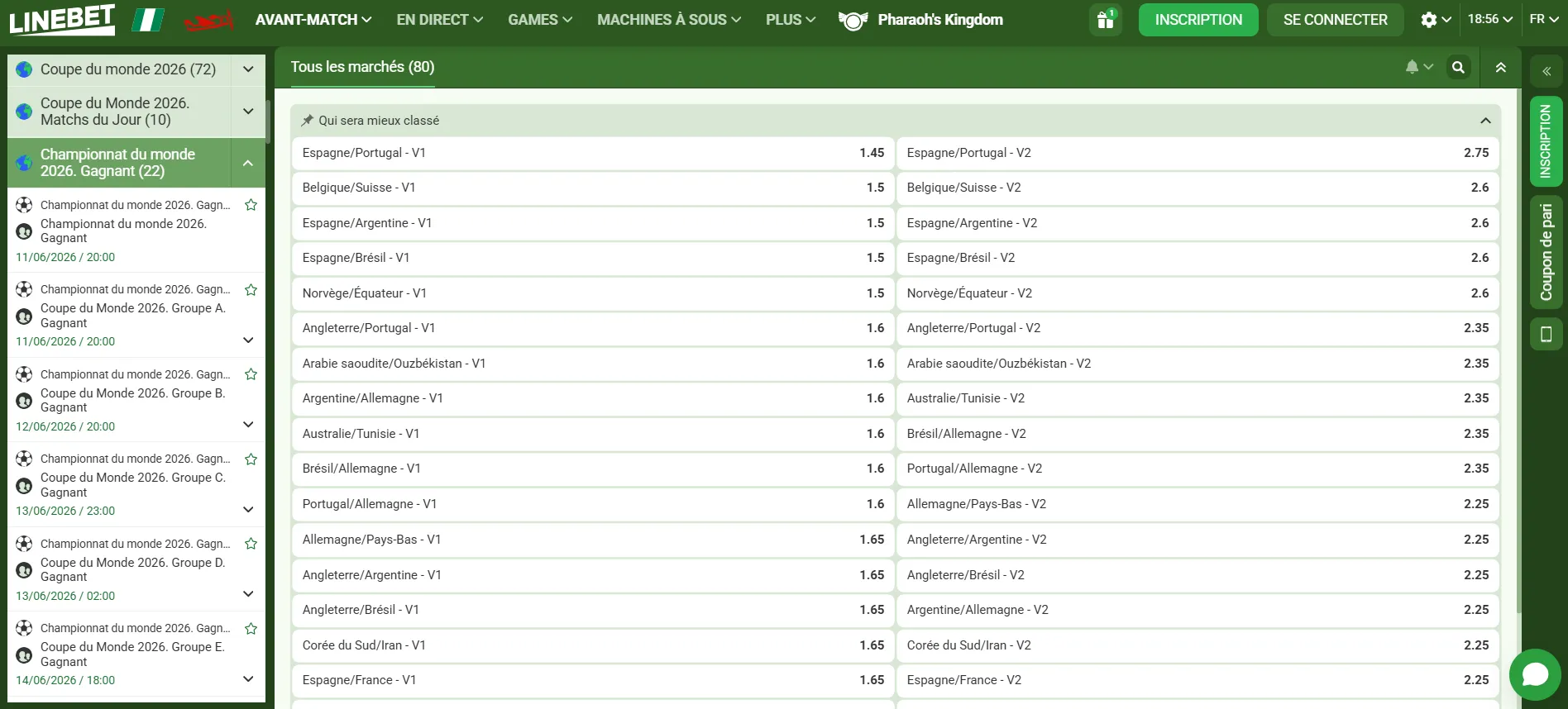 linebet marche foot coupe du monde 2026