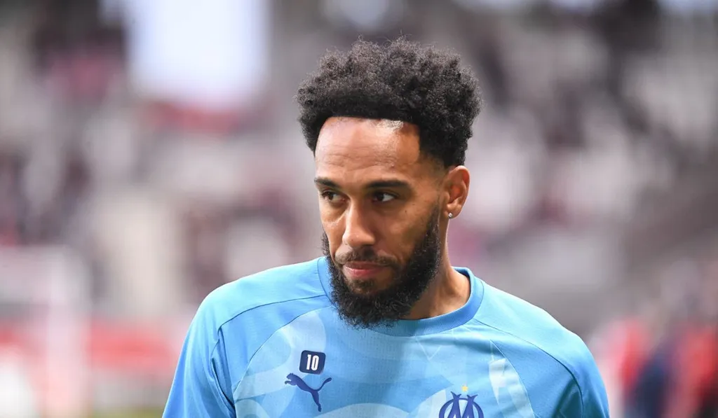 Pierre-Emerick Aubameyang avec l&rsquo;OM contre Reims en Ligue en mai 2024