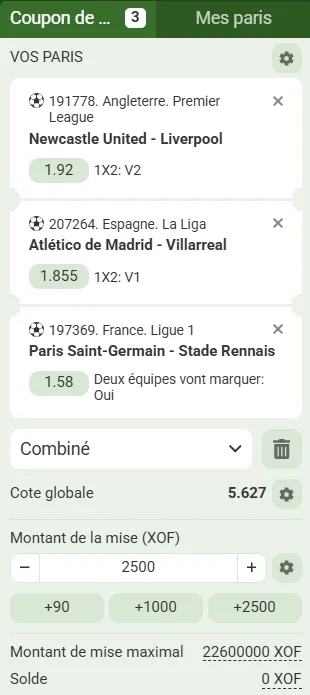 Ticket cotes Journ&eacute;e 1 combin&eacute; ligue UEFA-code promo Linebet bonus sport