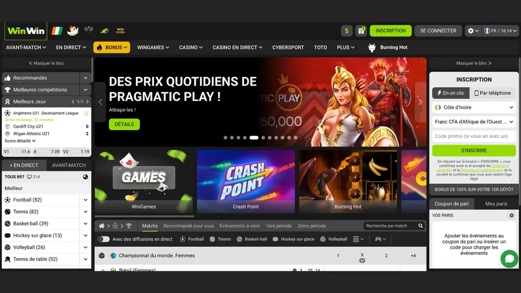 Meilleurs sites de paris sportifs en C&ocirc;te d'Ivoire : WinWin