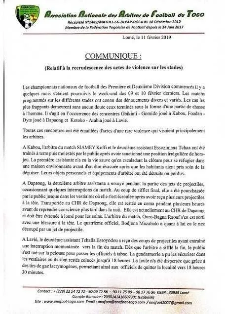 Togo : face aux violences, les arbitres se mettent en gr&egrave;ve