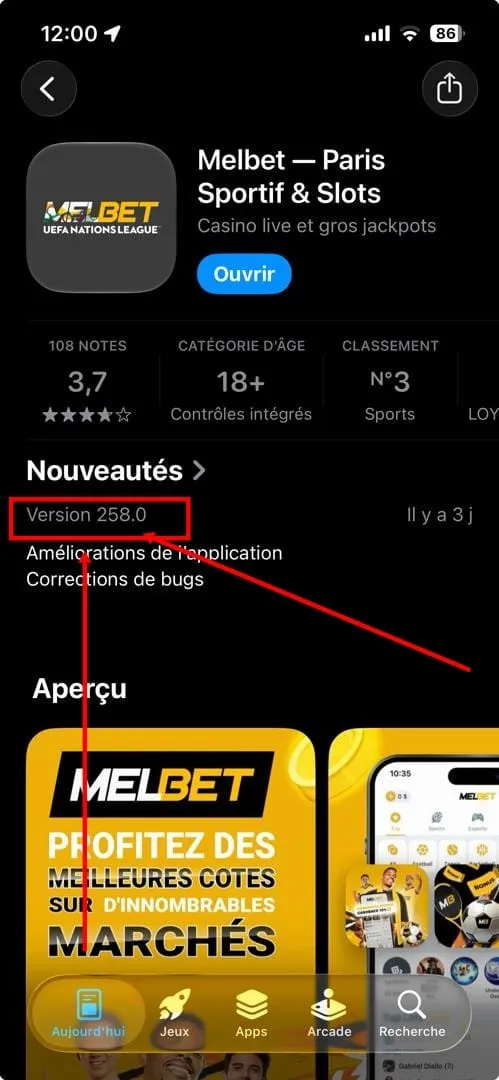 Version la plus r&eacute;cente de l'apk MelBet