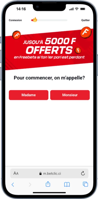 Ouvrez un compte dès maitenant sans télécharger Betclic CI