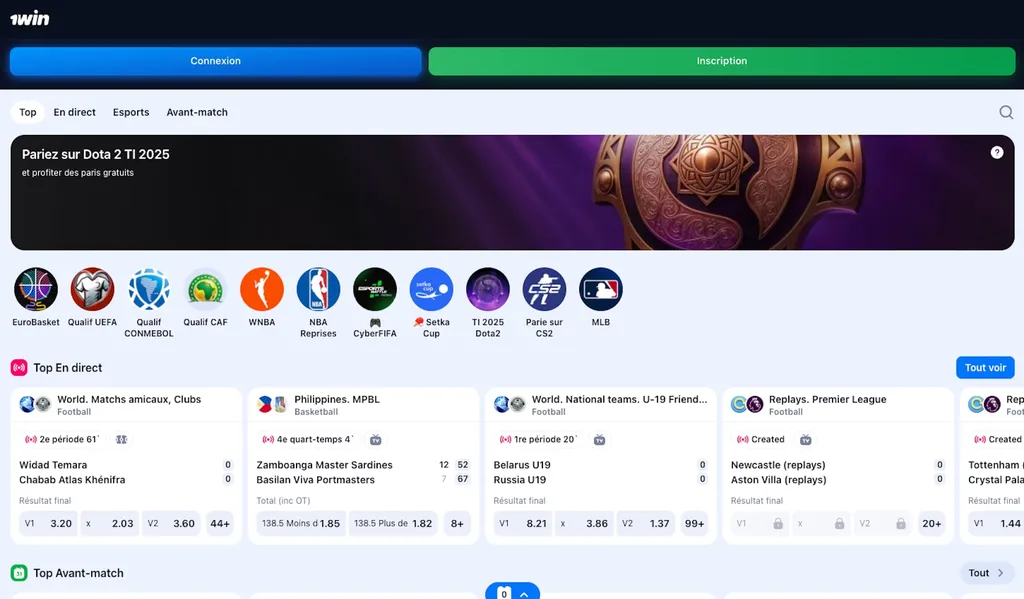 D&eacute;couvrez le site de paris sportifs et casino 1win