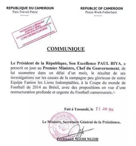 Cameroun : le président Biya ouvre une enquête sur les Lions