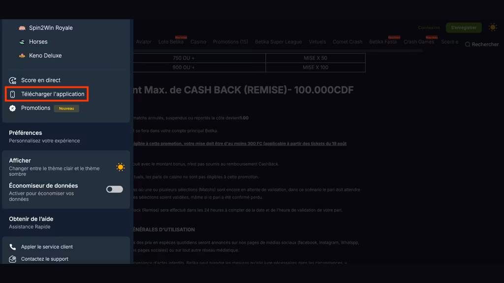 Installez l'application Betika sur votre mobile