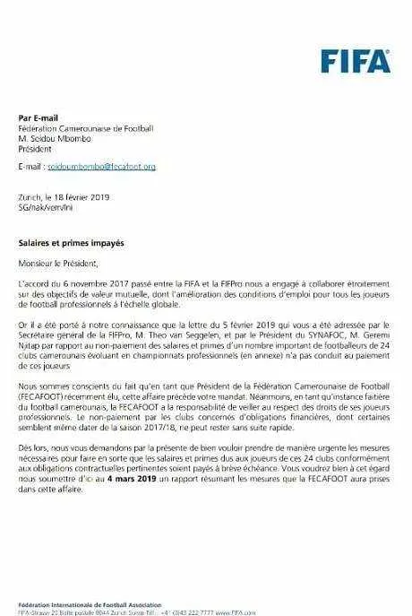 Cameroun : les joueurs non pay&eacute;s, la FIFA met la pression