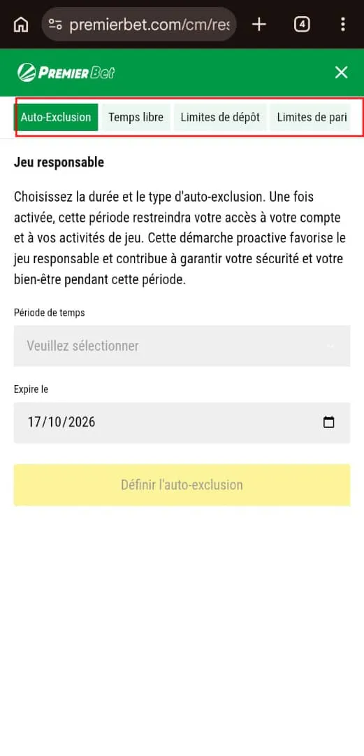 Avis Premier Bet sur le jeu responsable
