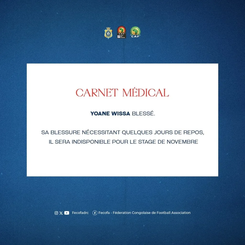 Yoane Wissa forfait contre la Guin&eacute;e