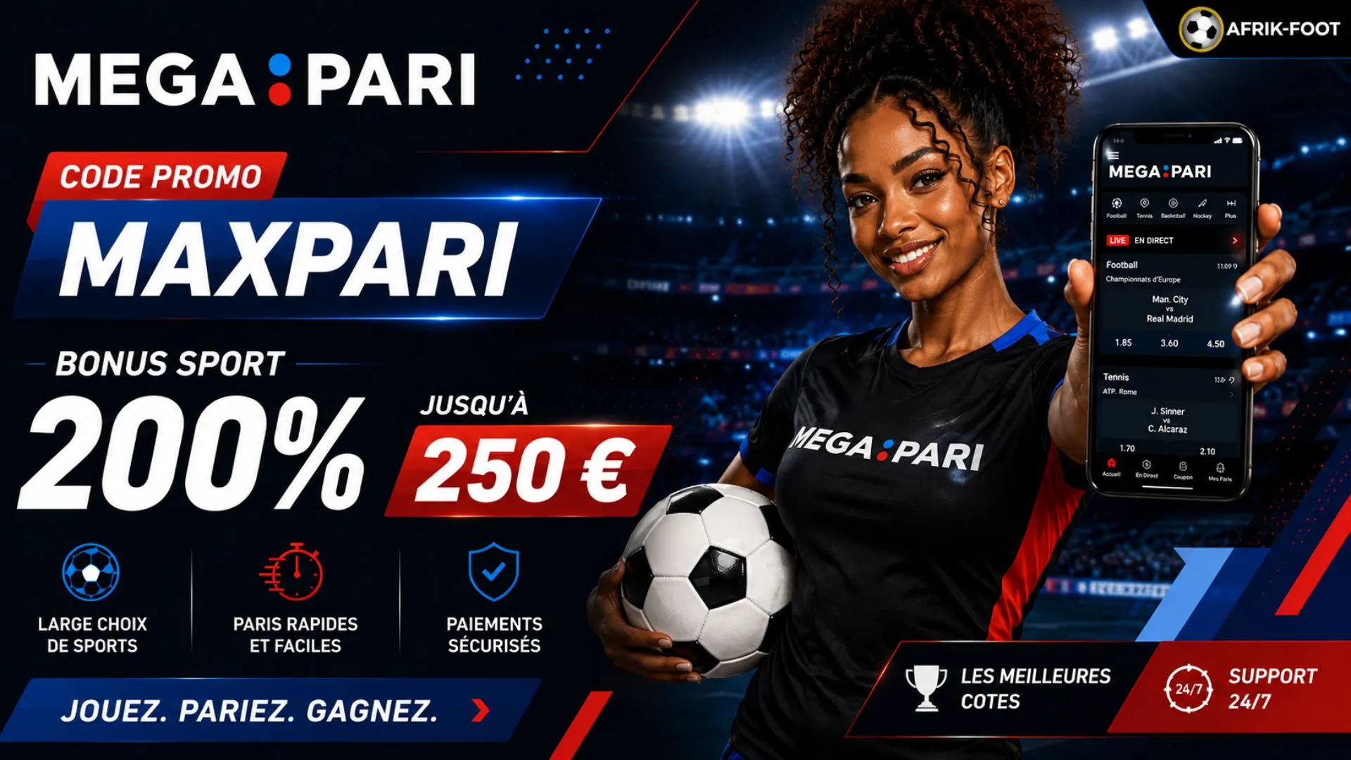Code promo Megapari MAXPARI bonus bienvenue sport
