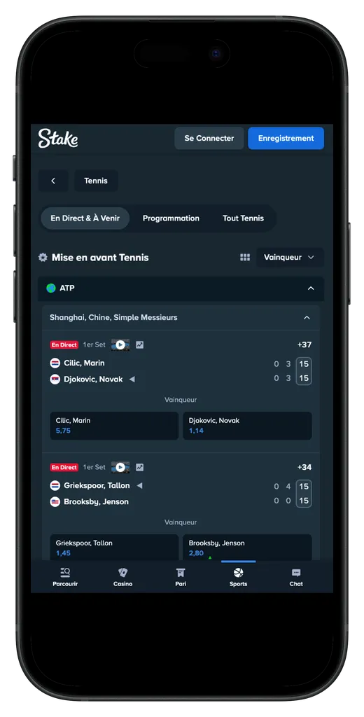 Le site mobile remplace sans problème l'APK Stake Android