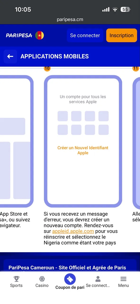 t&eacute;l&eacute;chargement appli ios Paripesa
