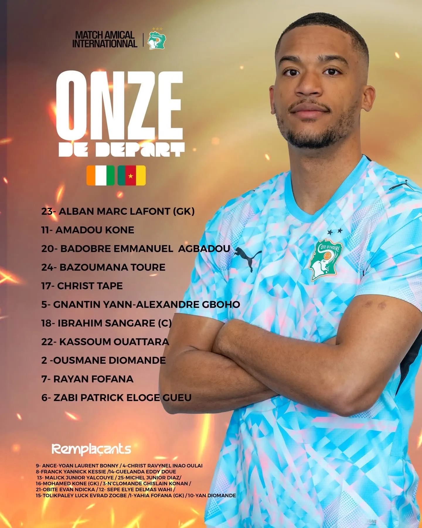 Compo C&ocirc;te d&rsquo;Ivoire contre Cameroun