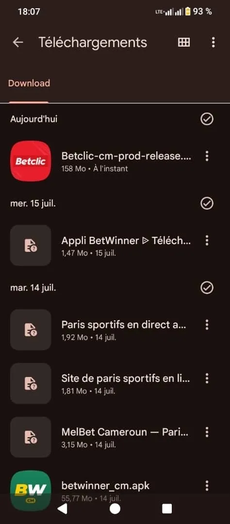 preuve t&eacute;l&eacute;chargement betclic apk android
