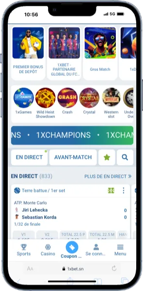 Tous  les matchs sur 1xBet APK